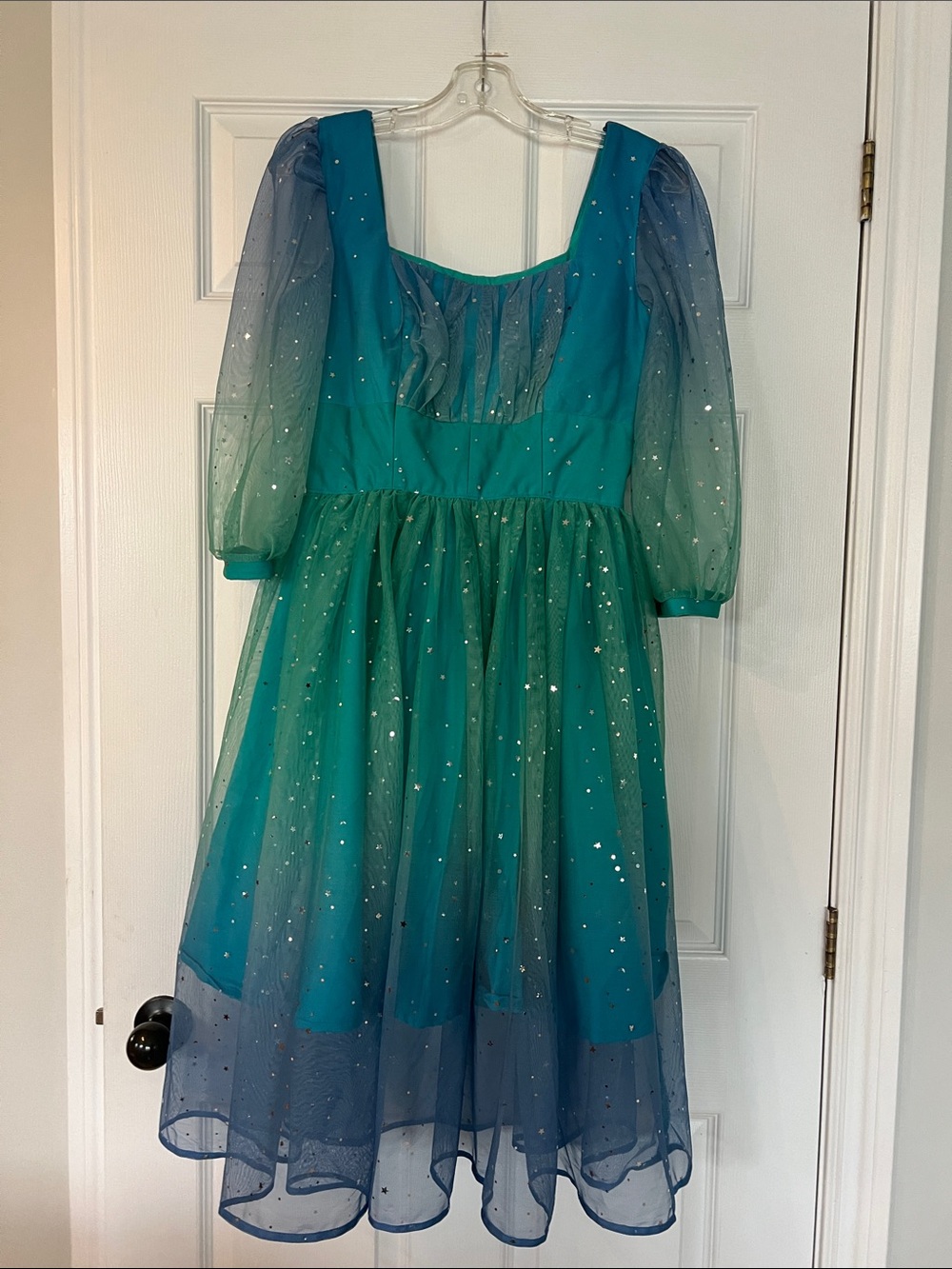 Women’s/girls Teal and Blue Sparkle Tulle Costume Dress